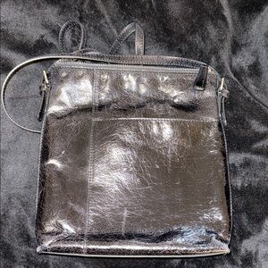 HOBO Glossy Black Leather Crossbody Bag